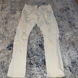 CJ Black Premium ivory ripped five‎ pocket skinny flex jeans Sz 30 / 30